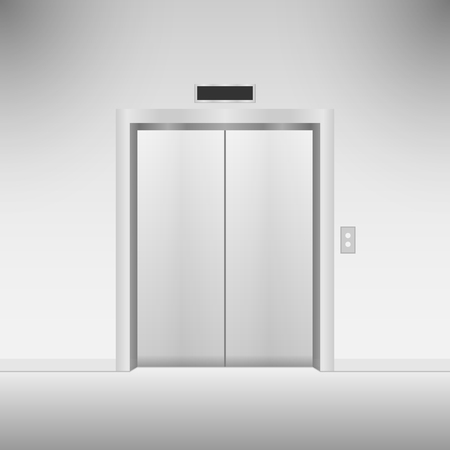 Closed chrome metal elevator doors. Vector illustrationのイラスト素材
