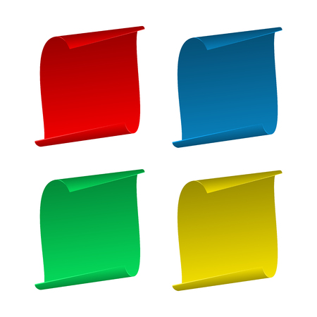 Colorful Banners set. Ribbons and round sticker. Paper scrolls.のイラスト素材