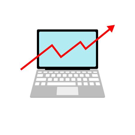 Laptop with a growth chartのイラスト素材