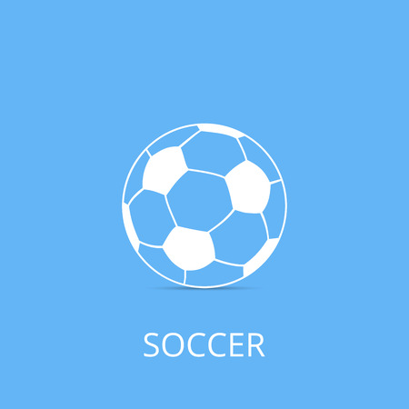 A soccer ball with shadow on a blue background. Vector illustration in a flat style.のイラスト素材