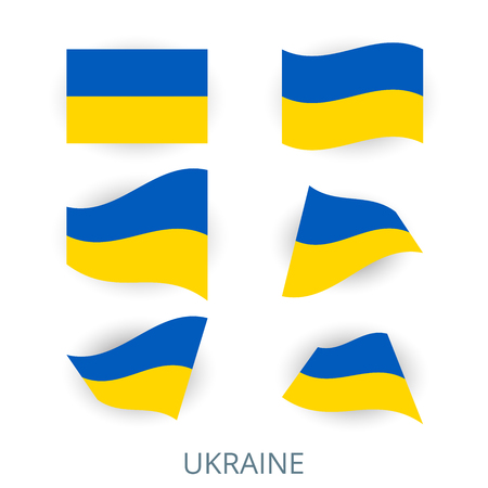 Set of icons of the flag of Ukraine. A collection of various images of the country's flags. Vector illustration.のイラスト素材