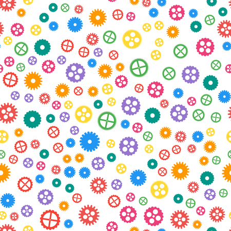 Seamless pattern of gears. Multicolored gears in a flat style. Vector illustration.のイラスト素材