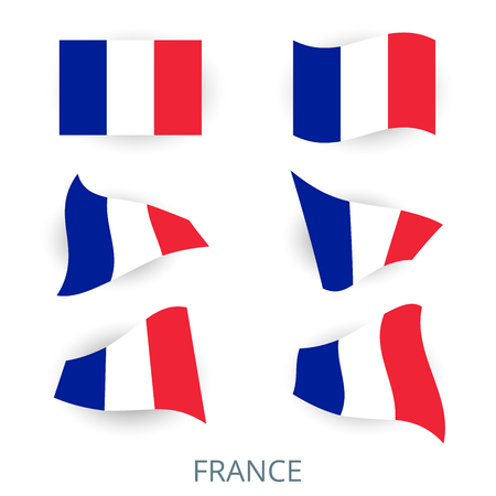 Set of icons of the flag of France. A collection of various images of the country's flags. Vector illustration.のイラスト素材