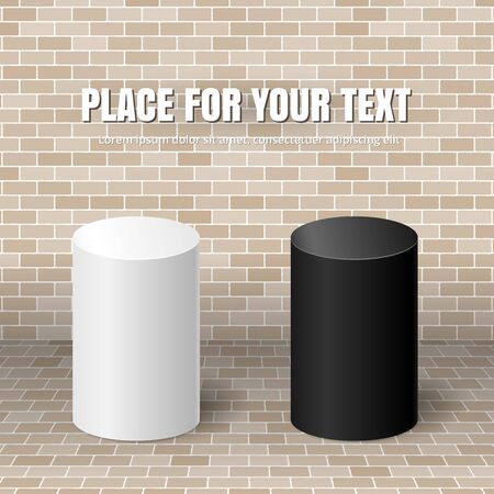 The growth chart. Concept of a growth graph of cylinders, a background of a brick wall. Vector illustration.のイラスト素材