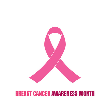 Pink ribbon, breast cancer awareness symbol on white background. Vector illustration.のイラスト素材