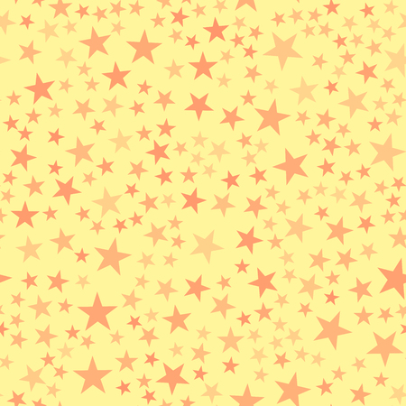 Seamless geometric pattern from stars. Pink stars on a yellow background. Vector illustration.のイラスト素材