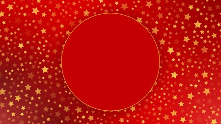 Greeting card with a background of stars of different sizes. Place for your text. Red color. Vector illustration.のイラスト素材