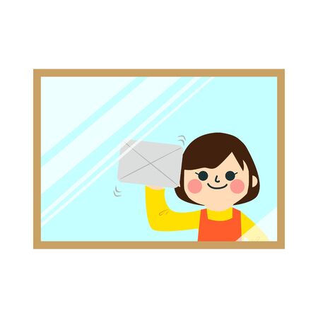 She  cleans the windows.のイラスト素材