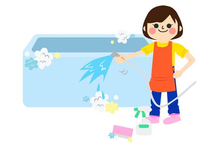 A girl who does housework.のイラスト素材