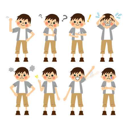 Man emotions set. Fun and anger, sadness and joy.のイラスト素材