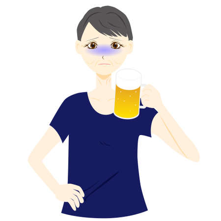 Intoxicated Woman holding a beerのイラスト素材