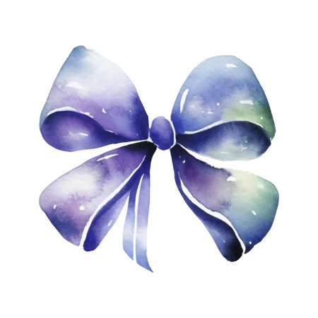 Watercolor Bow. Celebration Ribbons and Bow Vector Illustrationのイラスト素材