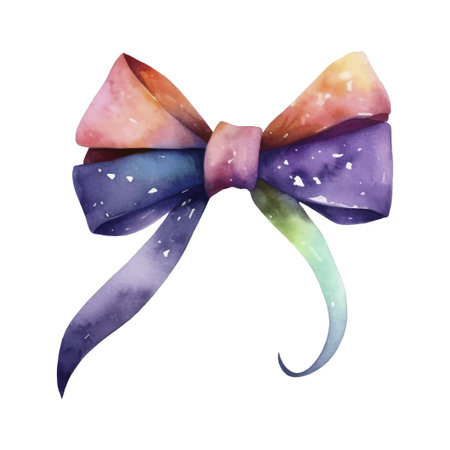 Watercolor Bow. Celebration Ribbons and Bow Vector Illustrationのイラスト素材