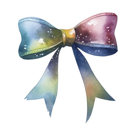 Watercolor Bow. Celebration Ribbons and Bow Vector Illustrationのイラスト素材