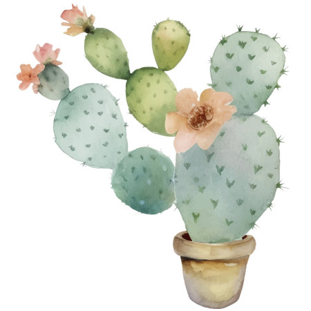 Cactus Watercolor Illustration.Succulent and Cacti Prints Elementsのイラスト素材