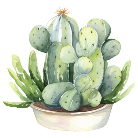 Cactus Watercolor Illustration.Succulent and Cacti Prints Elementsのイラスト素材