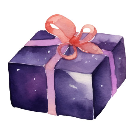 Gift Box With Bow. Isolated Festive Watercolor Illustration for Sales and Gift Patternsのイラスト素材