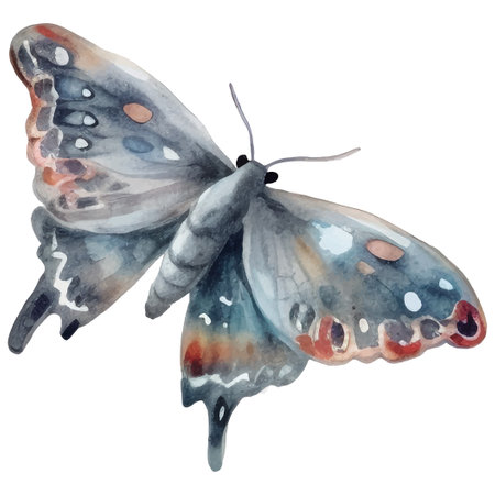 Watercolor Butterfly and Moth. Vintage illustration. Insect illustration for wrapping, scrapbooking and cards designのイラスト素材