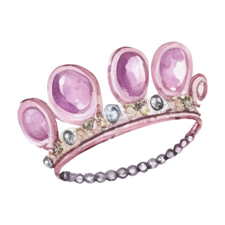 Watercolor princess crown. Hand drawn vector illustration isolated on white backgroundのイラスト素材