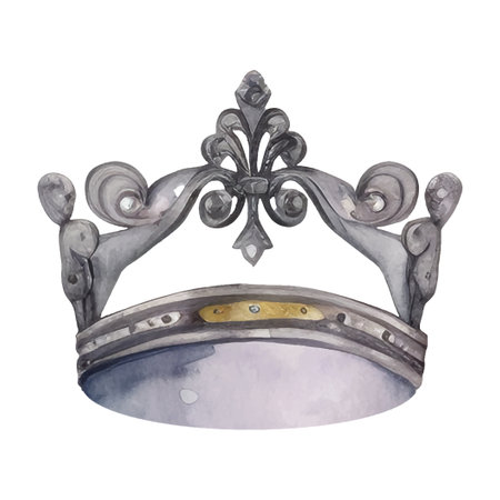 Watercolor princess crown. Hand drawn vector illustration isolated on white backgroundのイラスト素材
