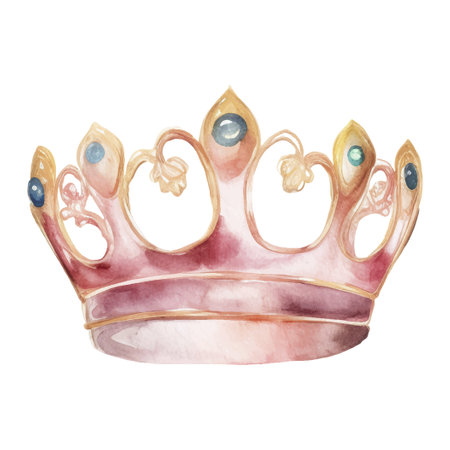 Watercolor princess crown. Hand drawn vector illustration isolated on white backgroundのイラスト素材