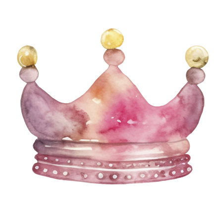 Watercolor princess crown. Hand drawn vector illustration isolated on white backgroundのイラスト素材
