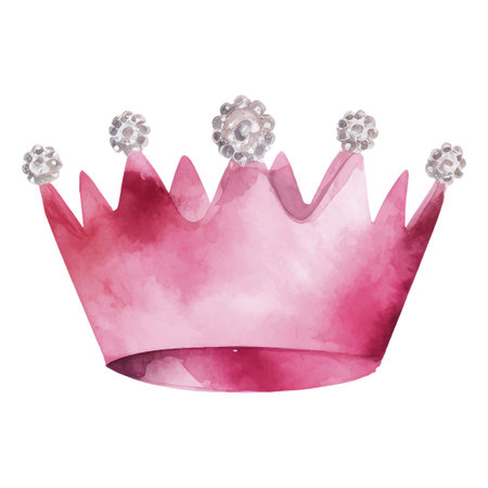 Watercolor princess crown. Hand drawn vector illustration isolated on white backgroundのイラスト素材