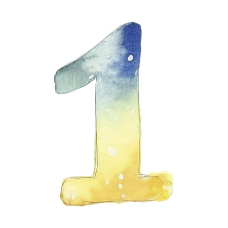 Colorful watercolor numbers. Vector illustration isolated on white background
