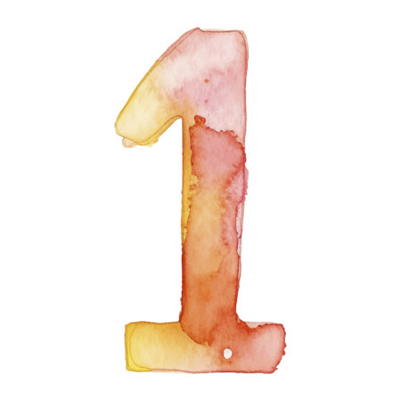 Colorful watercolor numbers. Vector illustration isolated on white backgroundのイラスト素材