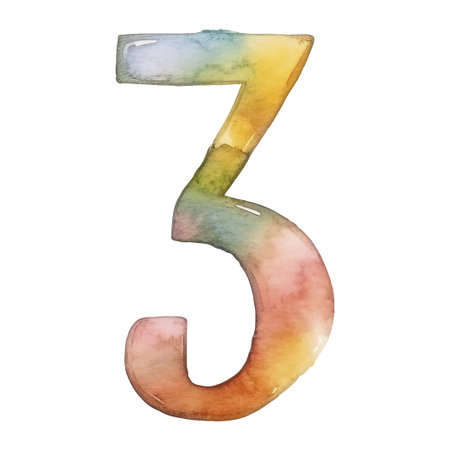 Colorful watercolor numbers. Vector illustration isolated on white backgroundのイラスト素材