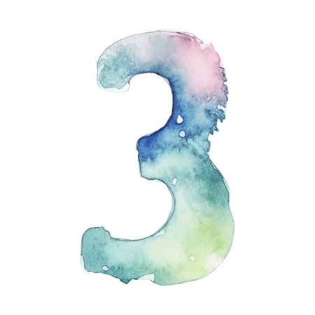 Colorful watercolor numbers. Vector illustration isolated on white backgroundのイラスト素材