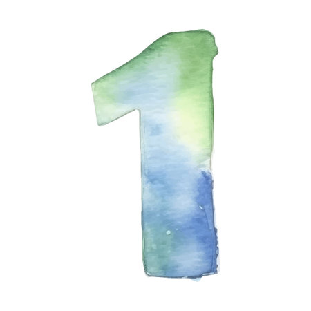 Colorful watercolor numbers. Vector illustration isolated on white backgroundのイラスト素材