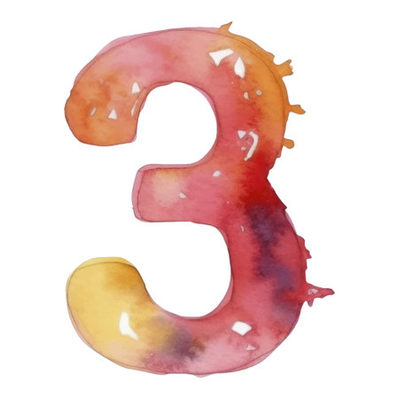 Colorful watercolor numbers. Vector illustration isolated on white backgroundのイラスト素材