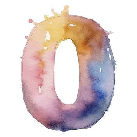 Colorful watercolor numbers. Vector illustration isolated on white backgroundのイラスト素材