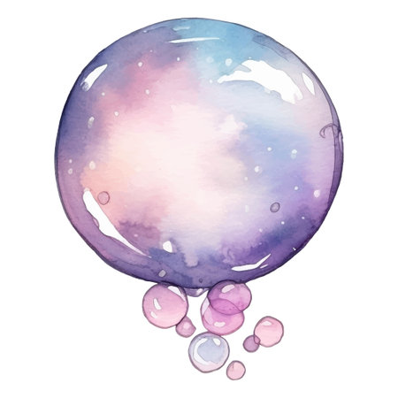 Soap Bubbles Watercolor Illustration. Hand drawn Colorful vector illustration isolated on white backgroundのイラスト素材