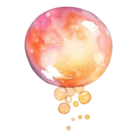 Soap Bubbles Watercolor Illustration. Hand drawn Colorful vector illustration isolated on white backgroundのイラスト素材