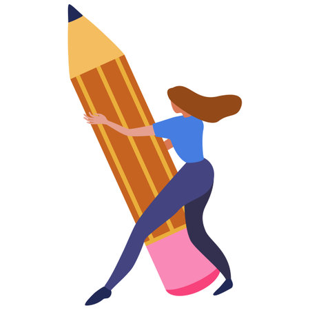 Women With big Pencil Trends Analysis and Business Solutionのイラスト素材
