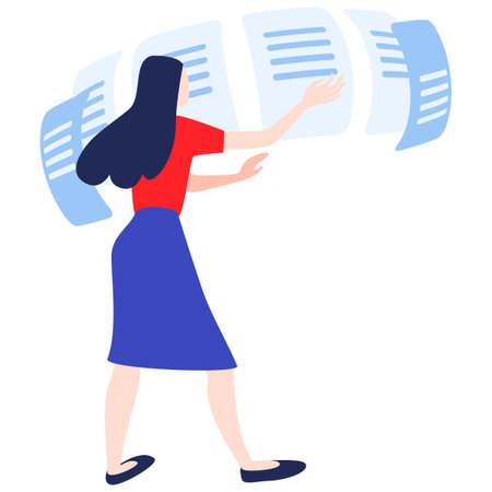 A Woman Make Research and Analysis Dataのイラスト素材
