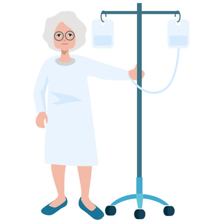Old Woman with dropper. Vector illustration in Flat styleのイラスト素材