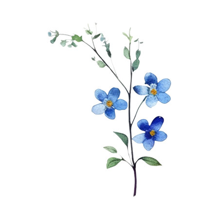 Watercolor flower illustration Illustration of a Blue and green Flowerのイラスト素材