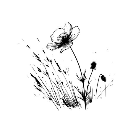 Wildflowers vector hand drawn Illustrationのイラスト素材