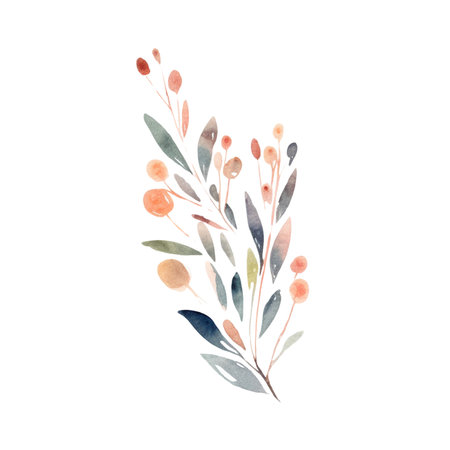 Watercolor peach flowers. Hand drawn flowers isolated on white backgroundの写真素材