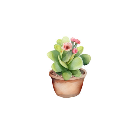 Watercolor Cactus Illustration. Hand-drawn design element isolated on a white background.の写真素材