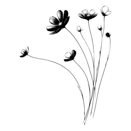 beautiful flowers, black and white design, vector illustration eps 10のイラスト素材