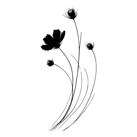 beautiful flowers, black and white design, vector illustration eps10 graphicのイラスト素材