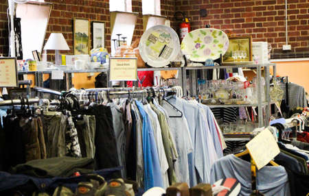 Scenes from a local Australian op-shop (thrift store) full of recycled clothes, homewares and books.