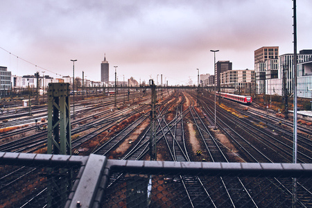 S-Bahn tracks. Electric rail transit system in Munich, Germany in Munich, Germanyの写真素材