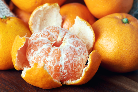 Mandarin orange (Citrus reticulata) also known as the mandarin or mandarineの写真素材