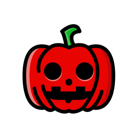 Halloween scary orange pumpkin Holiday cartoon concept. booのイラスト素材