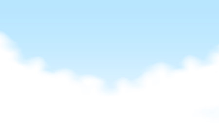 Realistic clouds. White summer cloud shapes on blue sky background. Noon mist clouding isolated vectorのイラスト素材